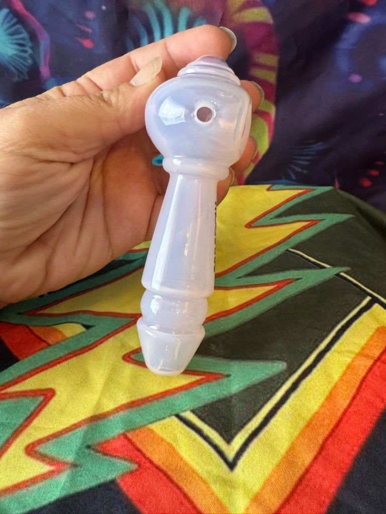 Pipe Glass- Phoenix Star Translucent Pink Glass Hand Pipe - 5" Thick Glass