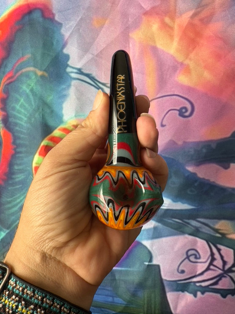 Glass Pipe -Phoenix Star Glass Pipe – Tribal Flame Design Sherlock