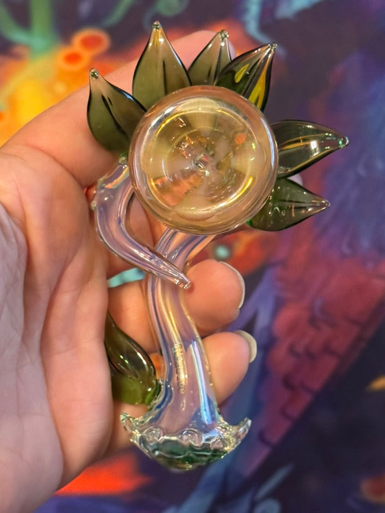 Pipe Glass Sunflower Art Glass Hand Pipe - Collectible Floral Design