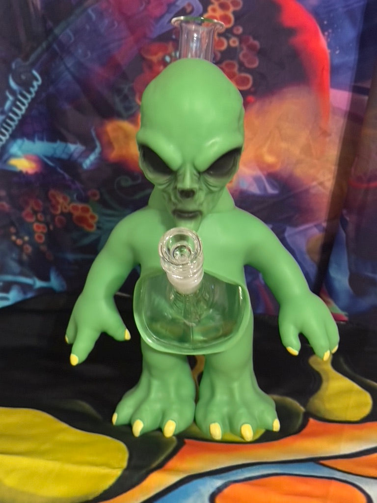 Bong-  Alien Water Pipe – 14mm Hard Resin Coated Glass Hybrid Water Pipe
