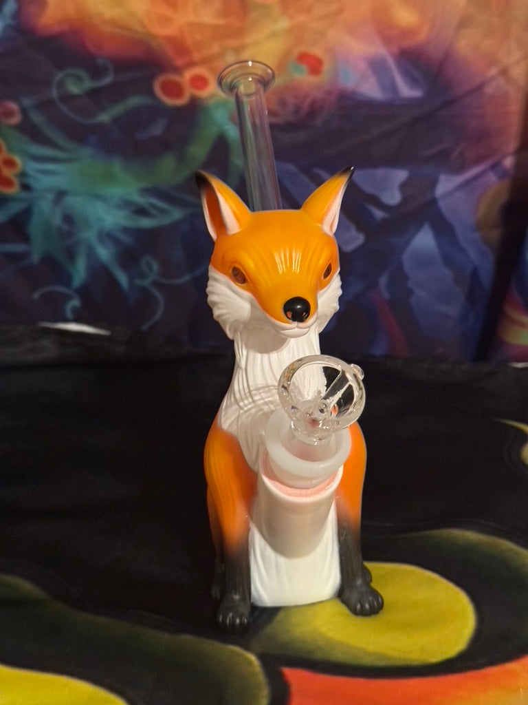 Bong- 5.5-Inch Fox Hard Silicone Water Pipe – 14mm Realistic Animal Design Foxy Fox