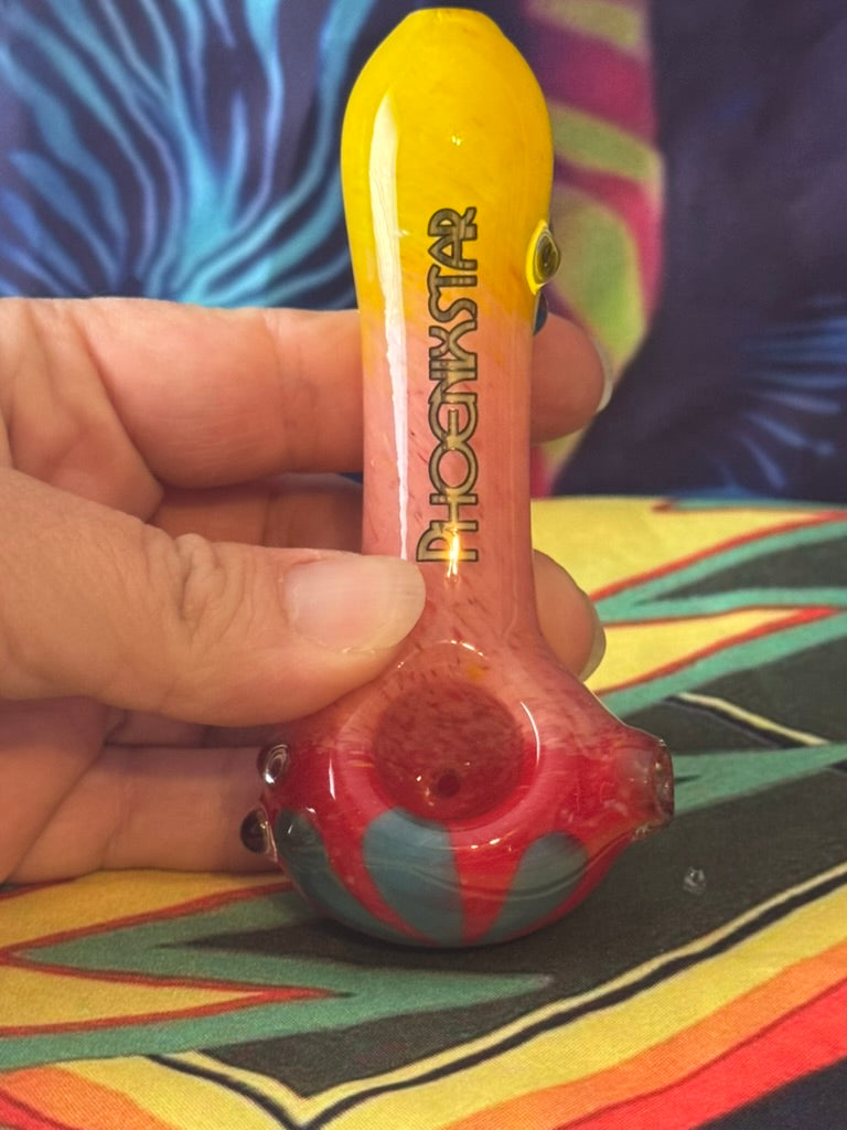 Pipe Glass- Phoenix Star - Fire Gradient Glass Hand Pipe