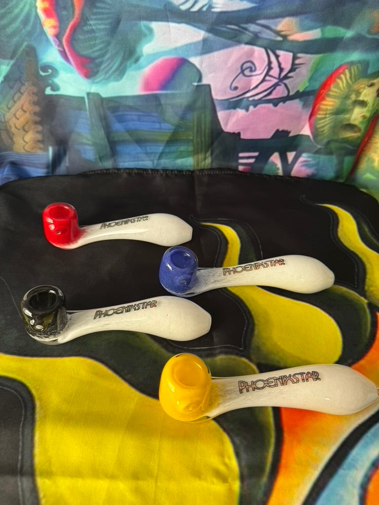 Pipe Glass Sherlock - Phoenix Star Glass Pipe – Cream Body with Vibrant Color Bowl