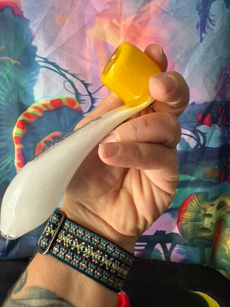 Pipe Glass Sherlock - Phoenix Star Glass Pipe – Cream Body with Vibrant Color Bowl