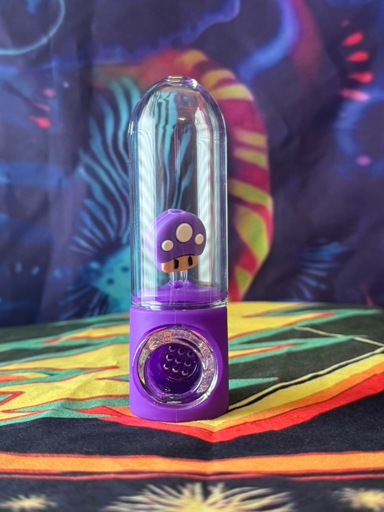Pipe-Silicone Hybrid Hand Pipe - Purple Mushroom Character