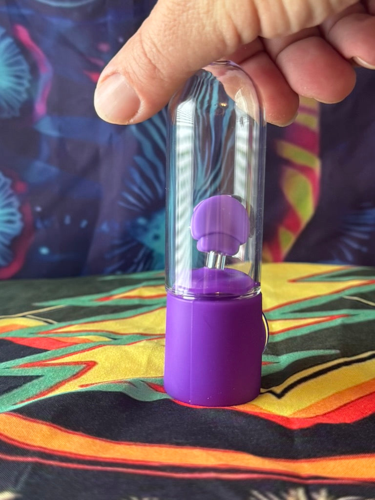 Pipe-Silicone Hybrid Hand Pipe - Purple Mushroom Character