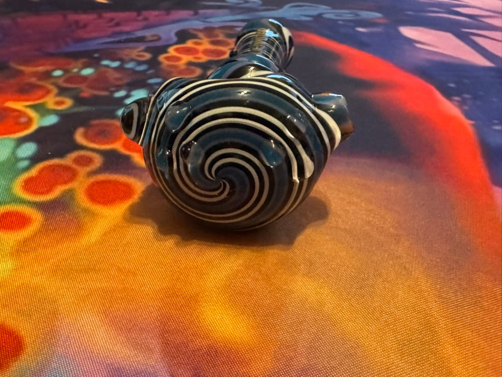 Phoenix Star Blue & White Striped Glass Hand Pipe - Premium Spoon Pipe