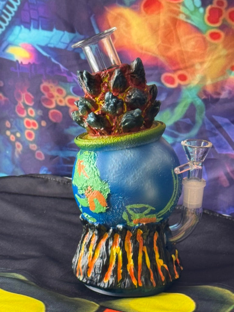 Bong- Resin Wrapped Glass -Volcanic Earth Bong - 8.5 Inch 14mm Joint
