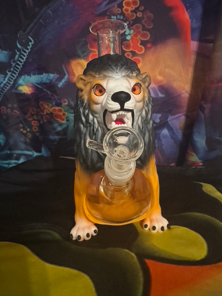 Bong -Angry Lion Water Pipe – 14mm Glass & PVC Design