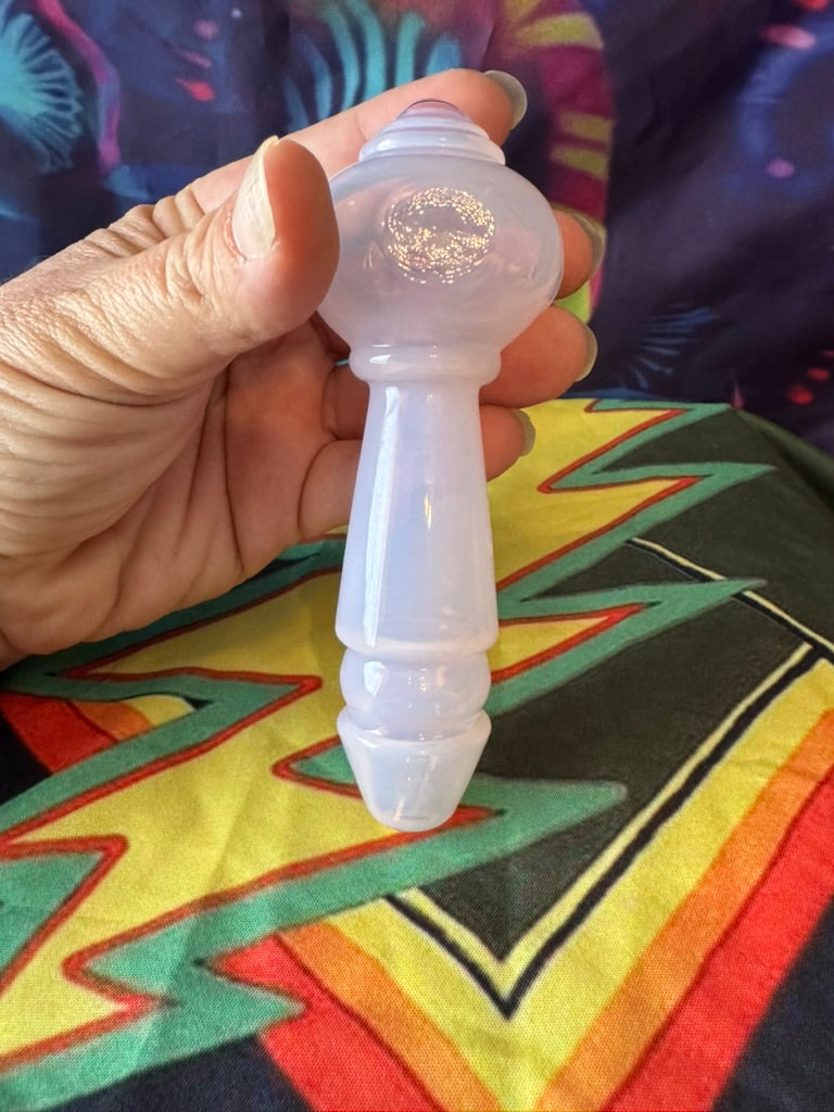 Pipe Glass- Phoenix Star Translucent Pink Glass Hand Pipe - 5" Thick Glass