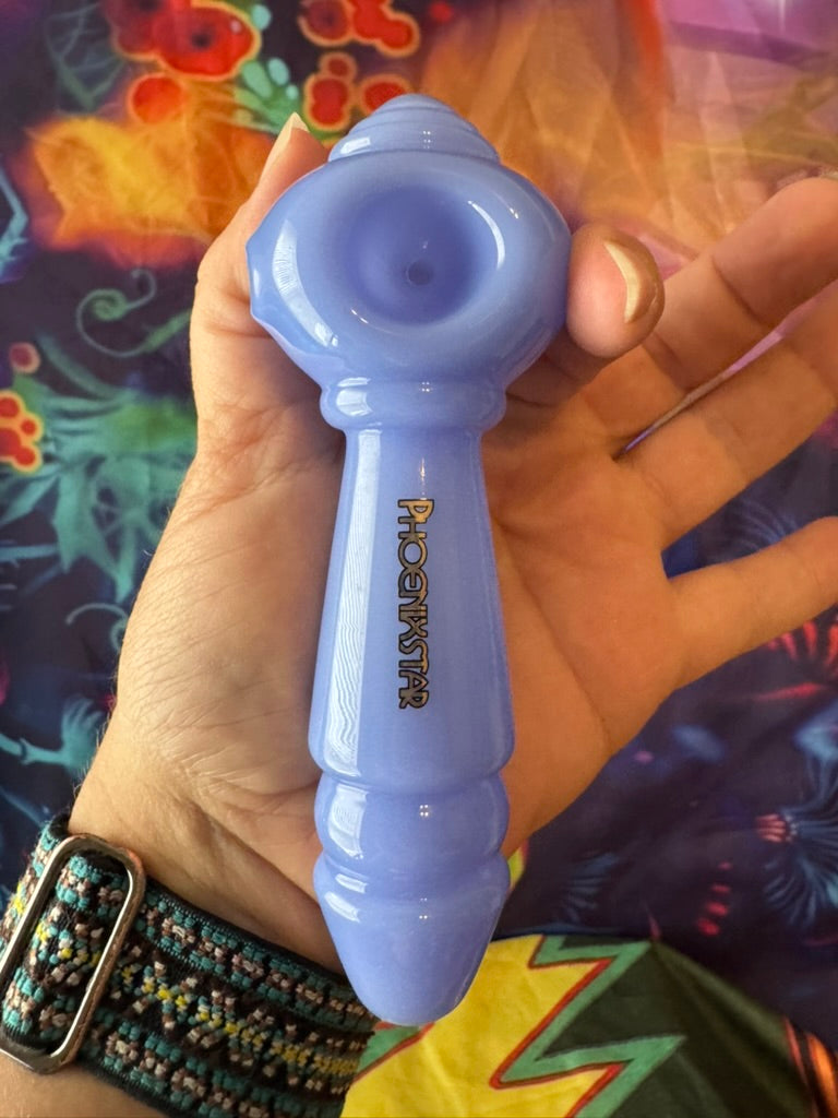 Phoenix Star Blue Glass Hand Pipe - Durable Spoon Pipe