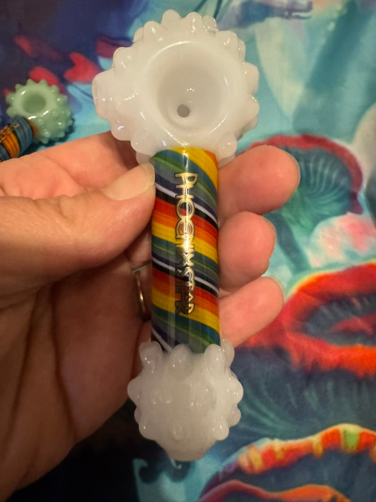 Pipe Glass - Phoenix Glass Spiral Rainbow Cloud Bowl Pipe