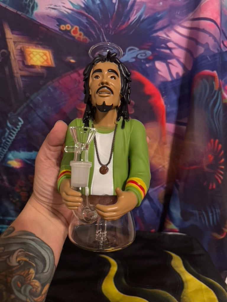 Bong – Bob Marley Style Resin Character Pipe with Glass Bowl & Downstem