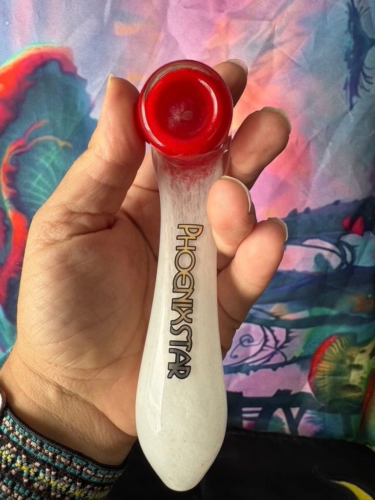 Pipe Glass Sherlock - Phoenix Star Glass Pipe – Cream Body with Vibrant Color Bowl