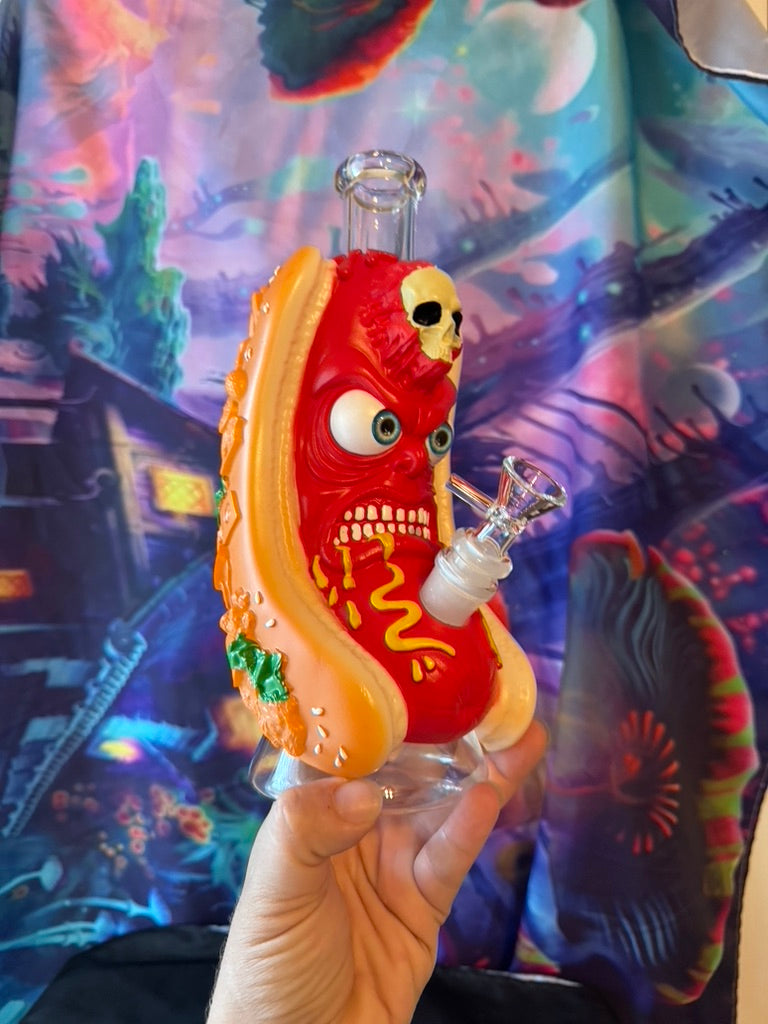 Bong - 10-Inch Demonic Hot Dog Water Pipe – 14mm Hybrid Resin Coated