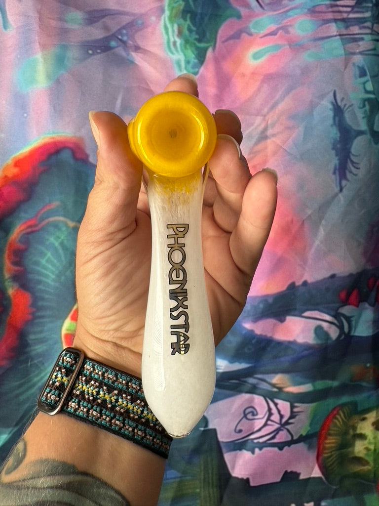 Pipe Glass Sherlock - Phoenix Star Glass Pipe – Cream Body with Vibrant Color Bowl