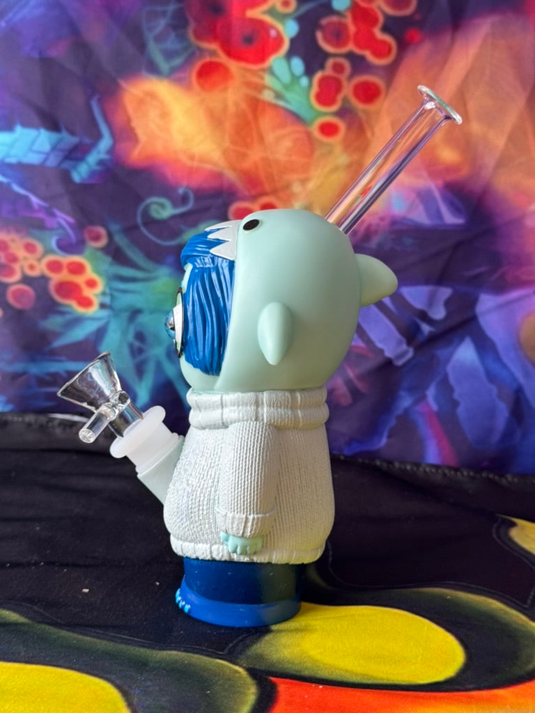 Silicone Bong -Blue Eyed Sad Girl Character Design Water Pipe with 14mm Joint