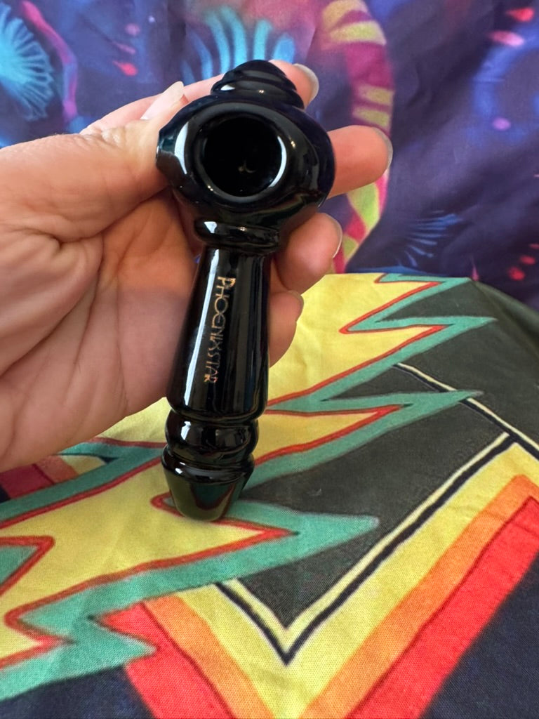 Phoenix Star Black Glass Hand Pipe - Premium Spoon Pipe