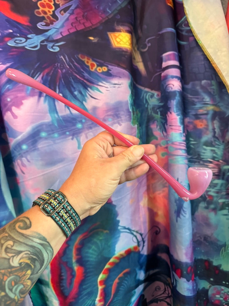 Glass Gandalf Pipe Sherlock Glass Smoking Pipe - Colorful Swirl Design Wizard Pipe