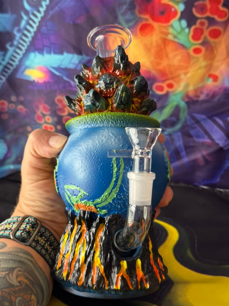 Bong- Resin Wrapped Glass -Volcanic Earth Bong - 8.5 Inch 14mm Joint