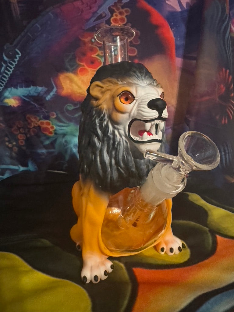 Bong -Angry Lion Water Pipe – 14mm Glass & PVC Design