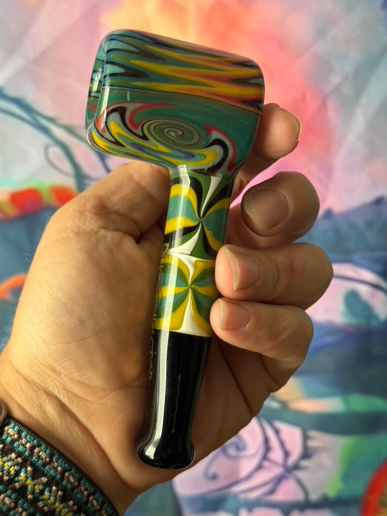 Glass Hammer Pipe- Phoenix Star– Psychedelic Rainbow Swirl Design