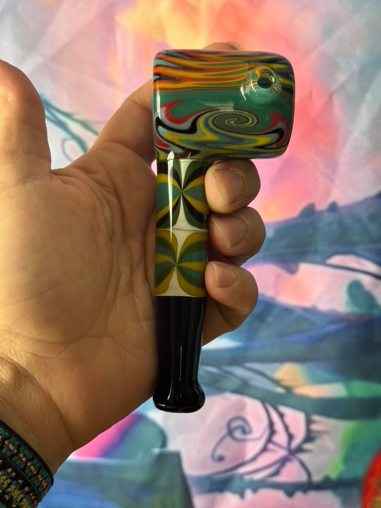 Glass Hammer Pipe- Phoenix Star– Psychedelic Rainbow Swirl Design