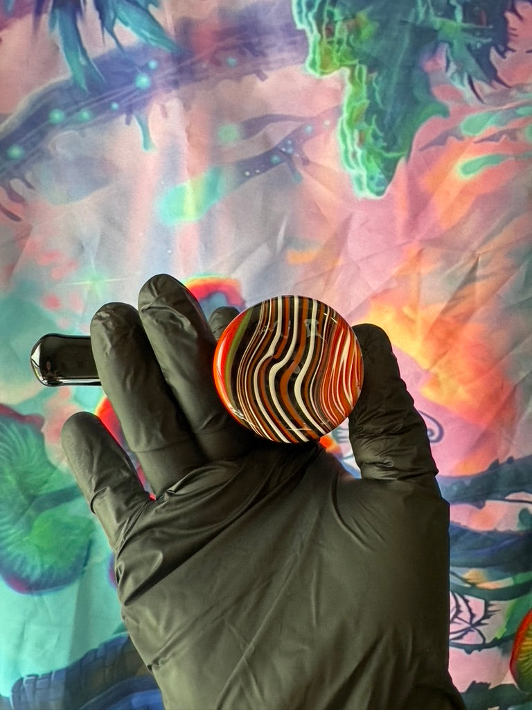 Glass Pipe-  Phoenix Star Hammer Pipe – Black Stem with Vibrant Swirl Bowl