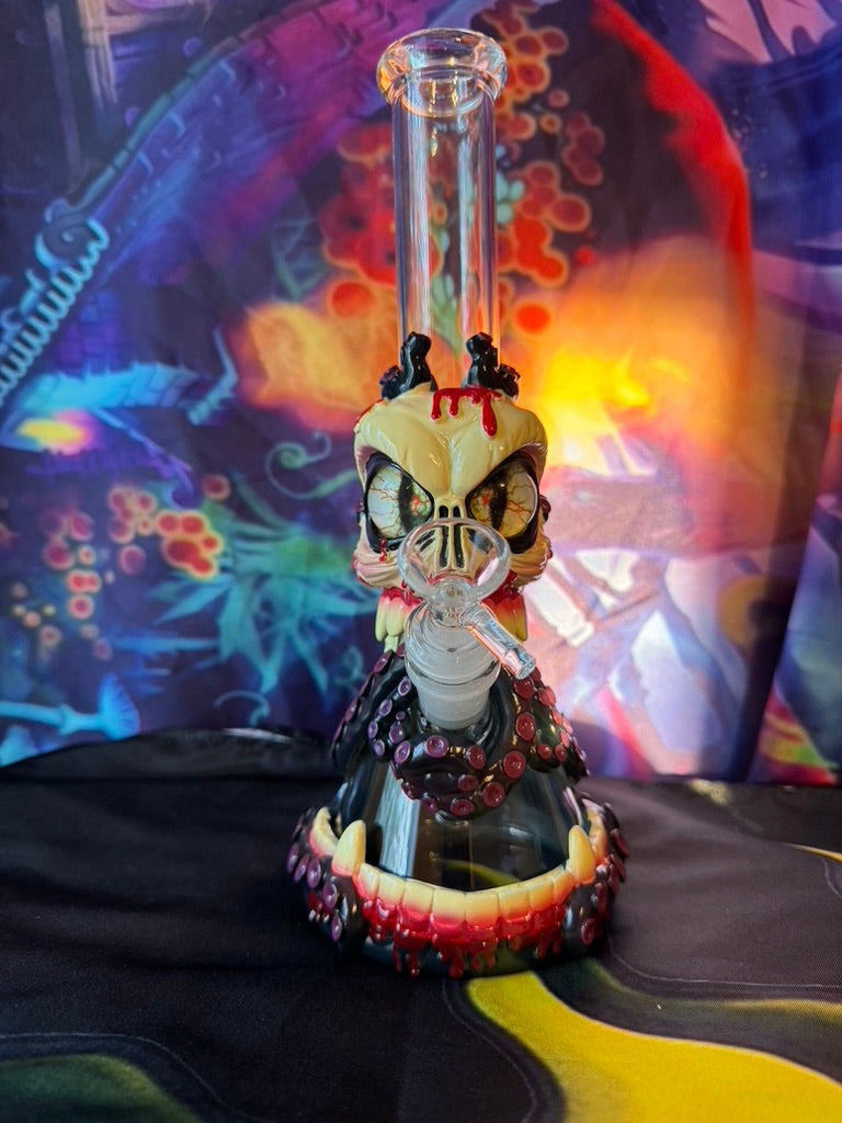 Bong- Monster Tentacle Horror Monster Glass Water Pipe – Gothic Skull Design