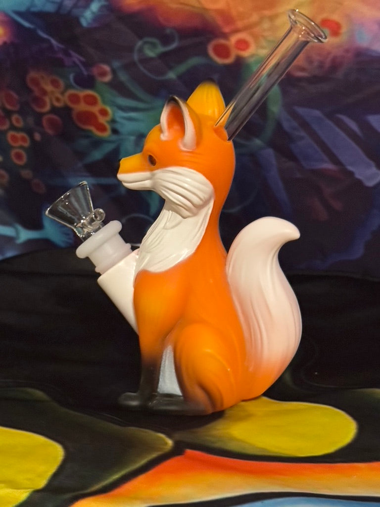 Bong- 5.5-Inch Fox Hard Silicone Water Pipe – 14mm Realistic Animal Design Foxy Fox