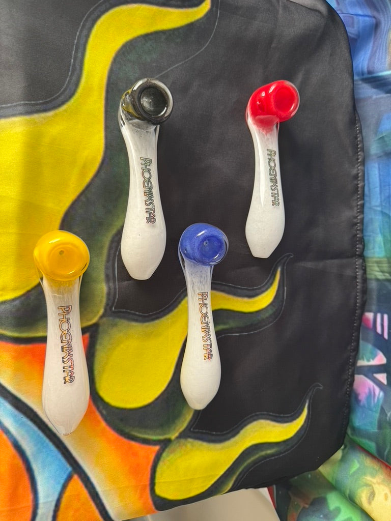 Pipe Glass Sherlock - Phoenix Star Glass Pipe – Cream Body with Vibrant Color Bowl