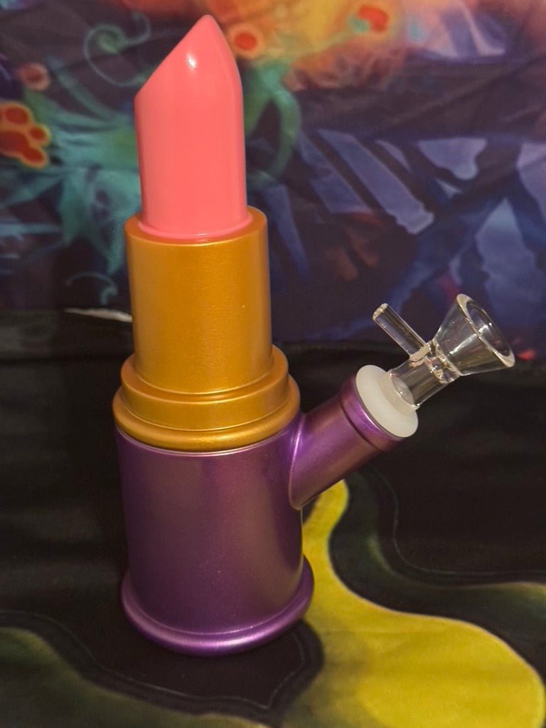 Silicone Bong -7-Inch Silicone Lipstick Water Pipe – 14mm Stealth Design