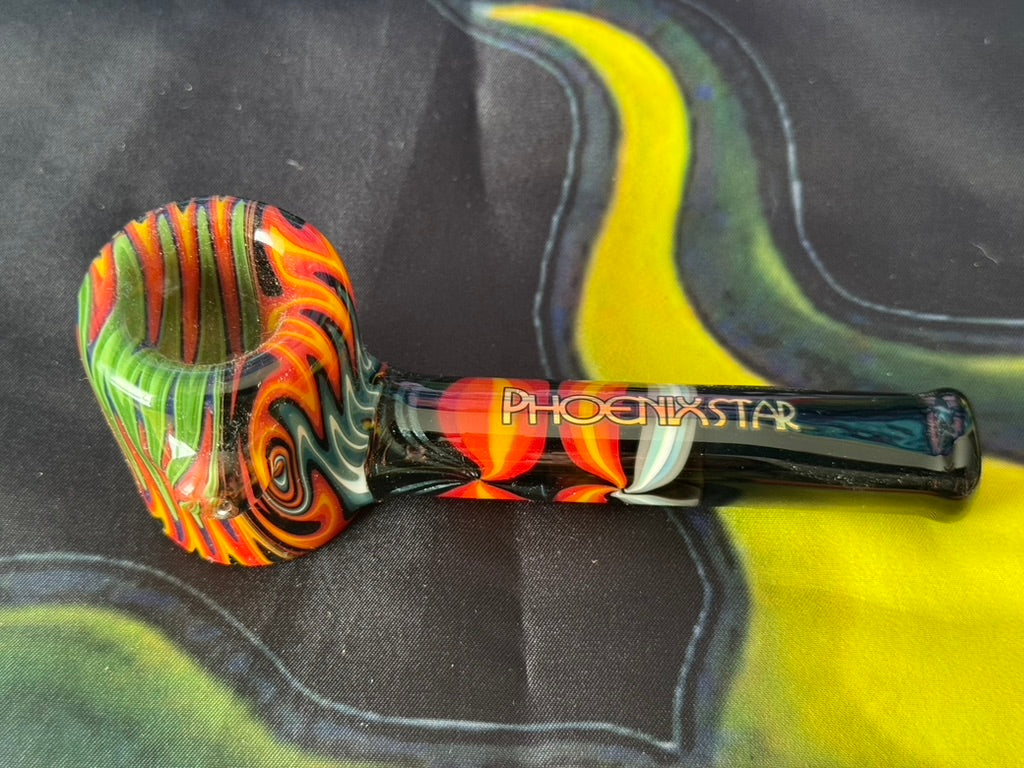 Glass Hammer Pipe- Phoenix Star – Wood Grain Swirl Design