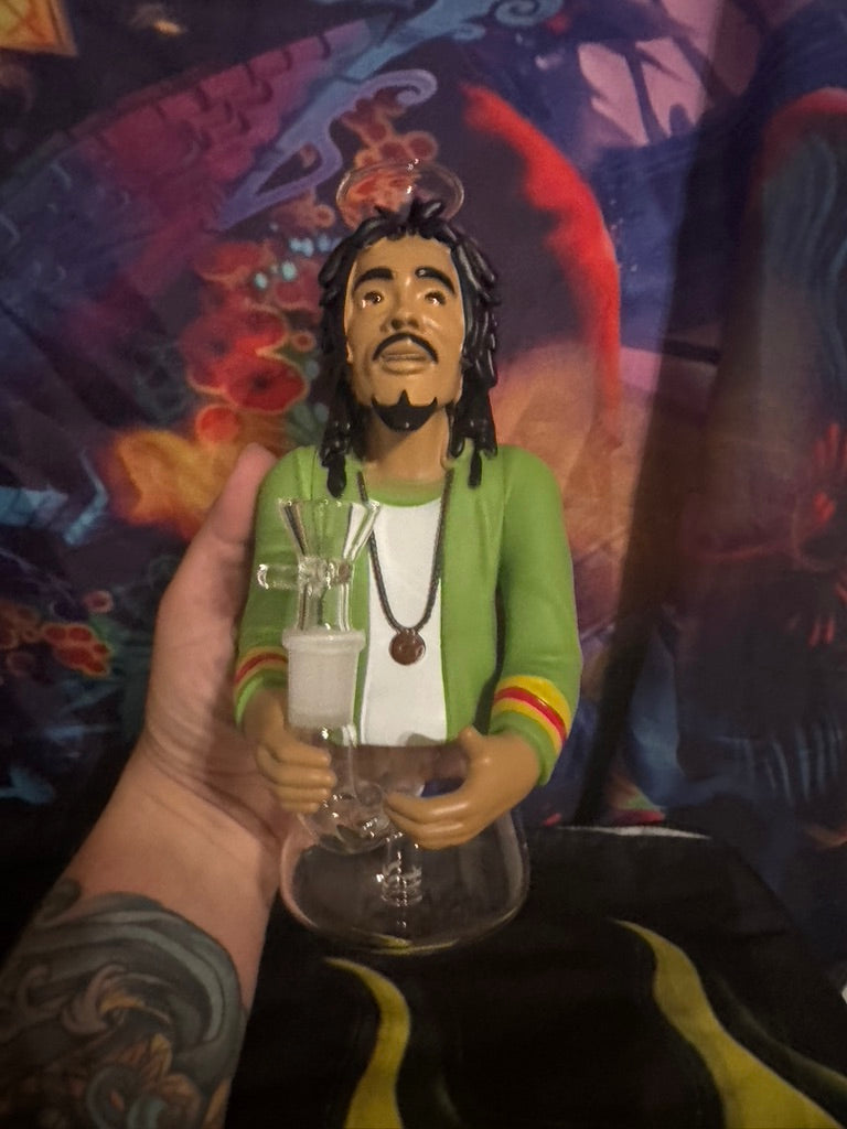 Bong – Bob Marley Style Resin Character Pipe with Glass Bowl & Downstem