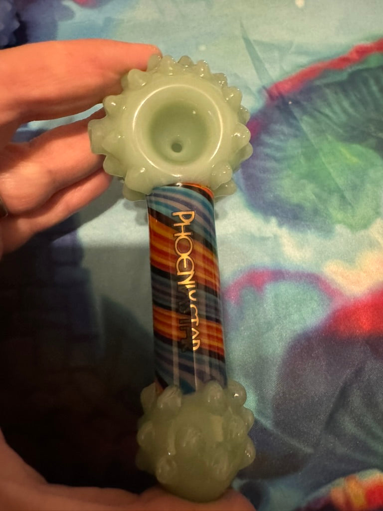Pipe Glass - Phoenix Glass Spiral Rainbow Cloud Bowl Pipe