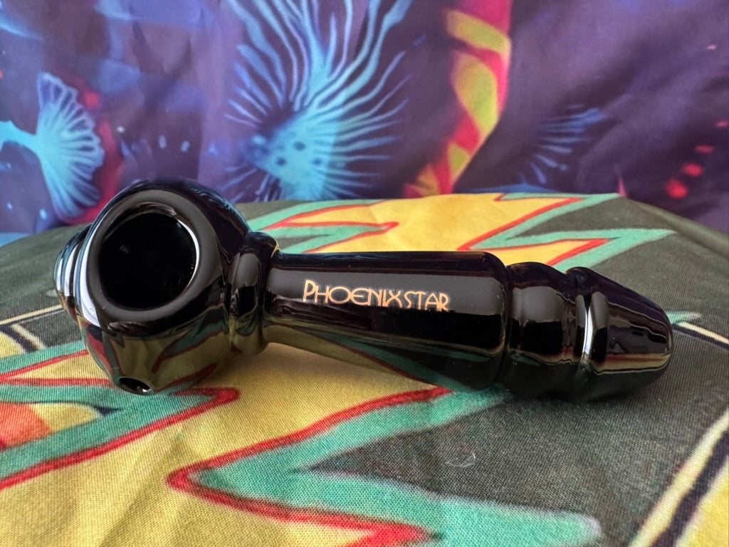 Phoenix Star Black Glass Hand Pipe - Premium Spoon Pipe