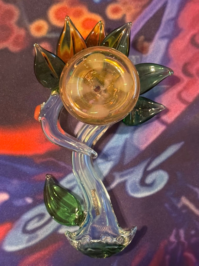 Pipe Glass Sunflower Art Glass Hand Pipe - Collectible Floral Design