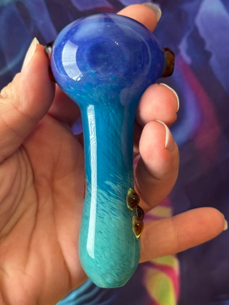 Pipe Glass- Phoenix Star Blue Gradient Hand Pipe - Flower Design