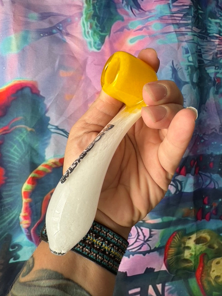 Pipe Glass Sherlock - Phoenix Star Glass Pipe – Cream Body with Vibrant Color Bowl