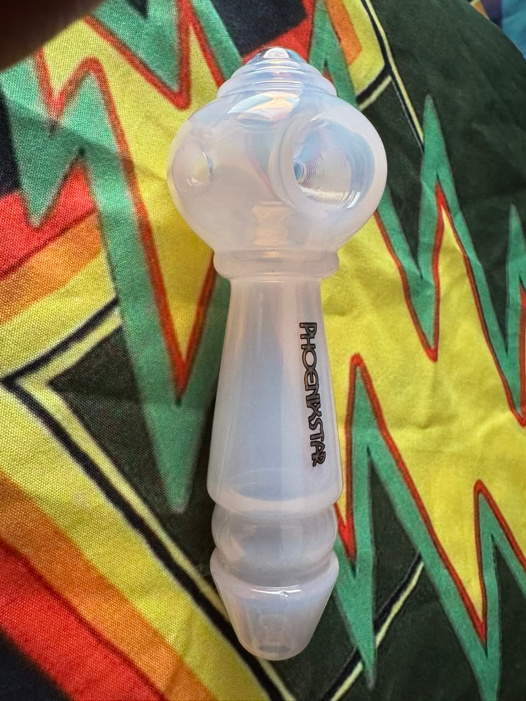 Pipe Glass- Phoenix Star Translucent Pink Glass Hand Pipe - 5" Thick Glass