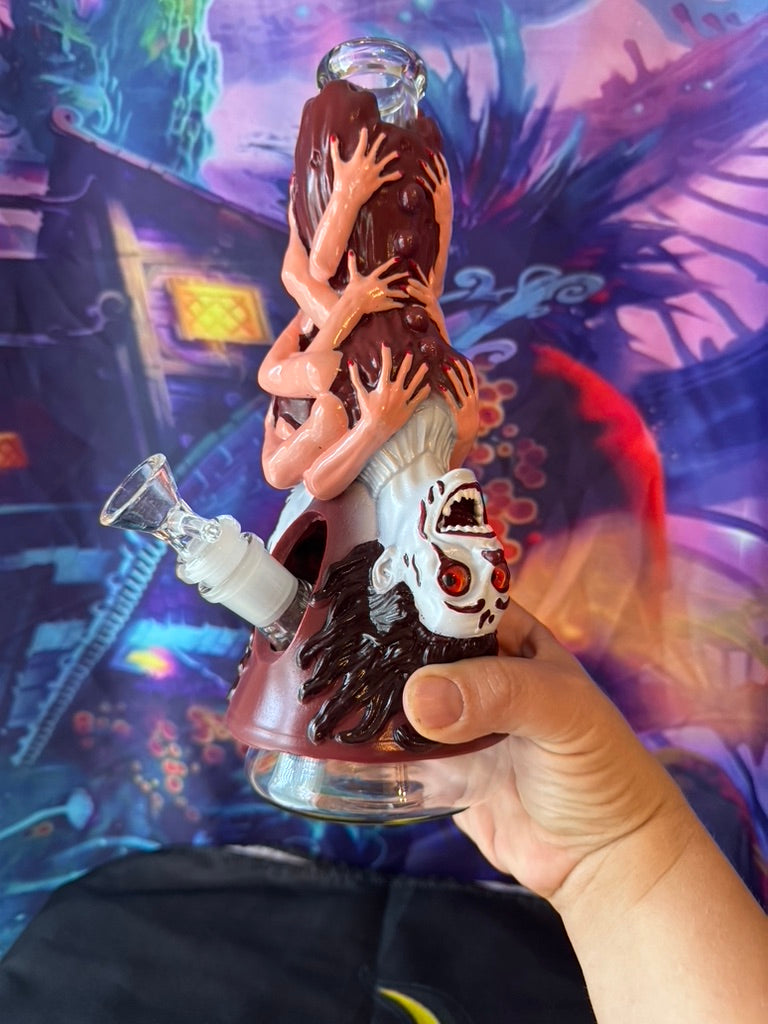 Bong -Gnarly Creature Water Pipe – Unique Purple Monster Glass Bong