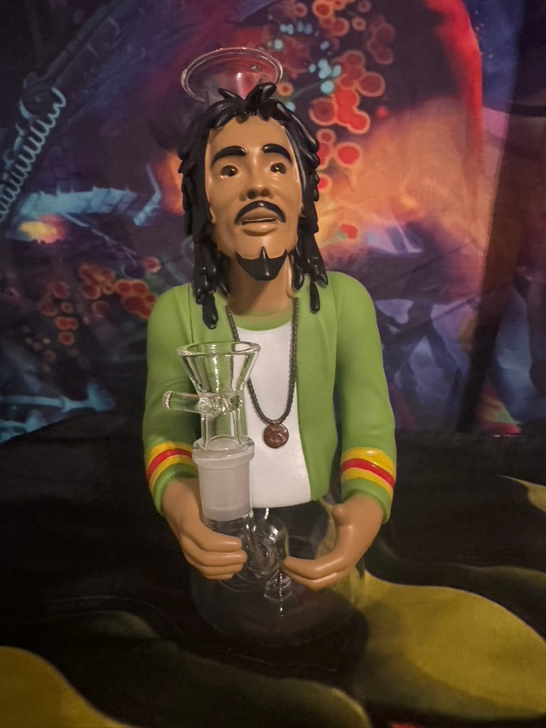 Bong – Bob Marley Style Resin Character Pipe with Glass Bowl & Downstem