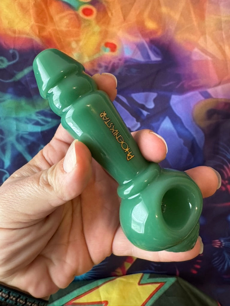 Phoenix Star Green Glass Hand Pipe - Premium Spoon Pipe