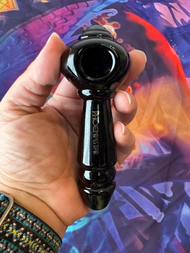 Phoenix Star Black Glass Hand Pipe - Premium Spoon Pipe