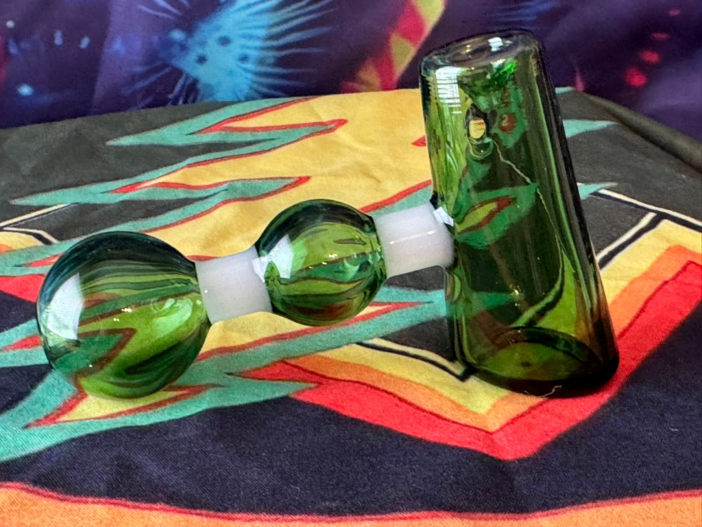 Pipe Glass- Phoenix Star Emerald Orb Glass Hand Pipe