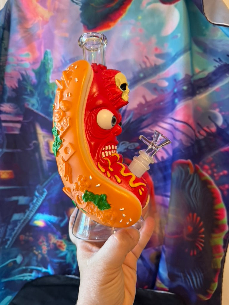 Bong - 10-Inch Demonic Hot Dog Water Pipe – 14mm Hybrid Resin Coated