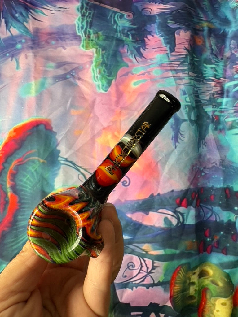Glass Hammer Pipe- Phoenix Star – Wood Grain Swirl Design