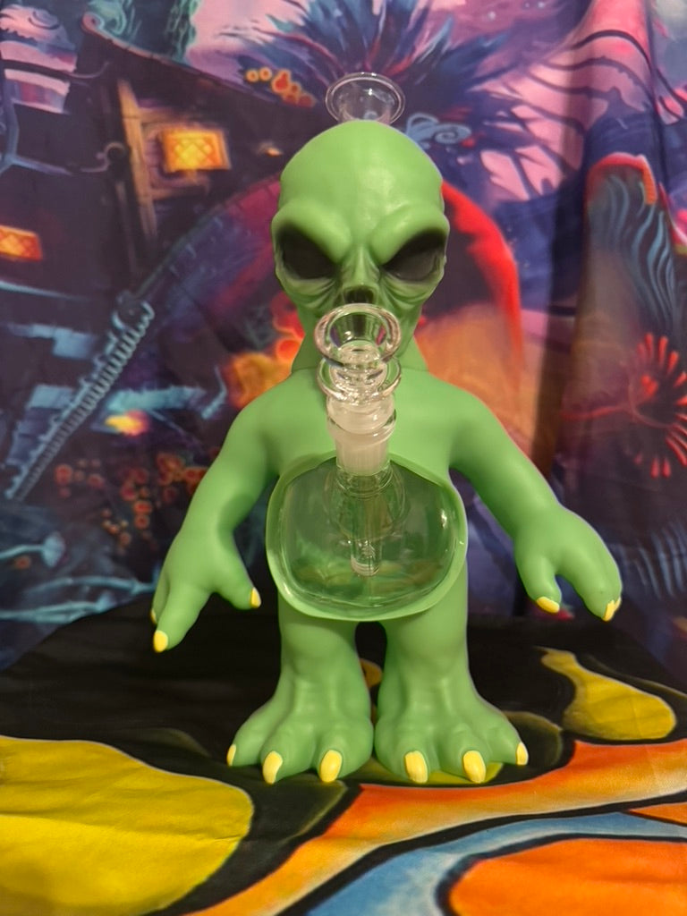 Bong-  Alien Water Pipe – 14mm Hard Resin Coated Glass Hybrid Water Pipe