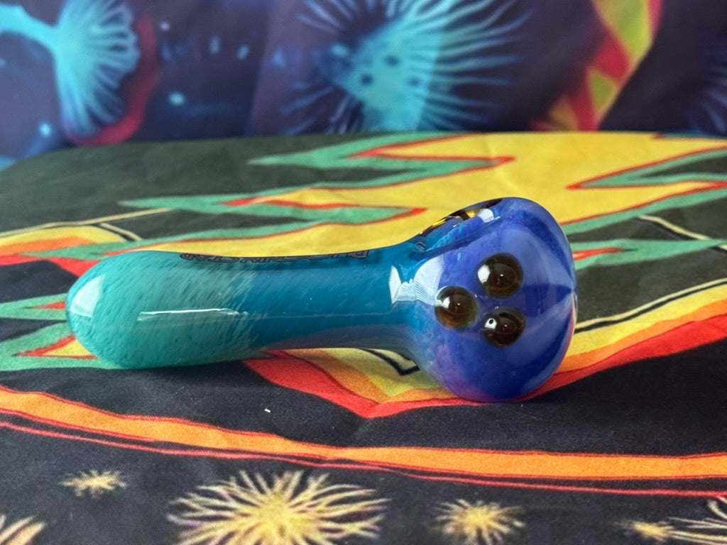 Pipe Glass- Phoenix Star Blue Gradient Hand Pipe - Flower Design