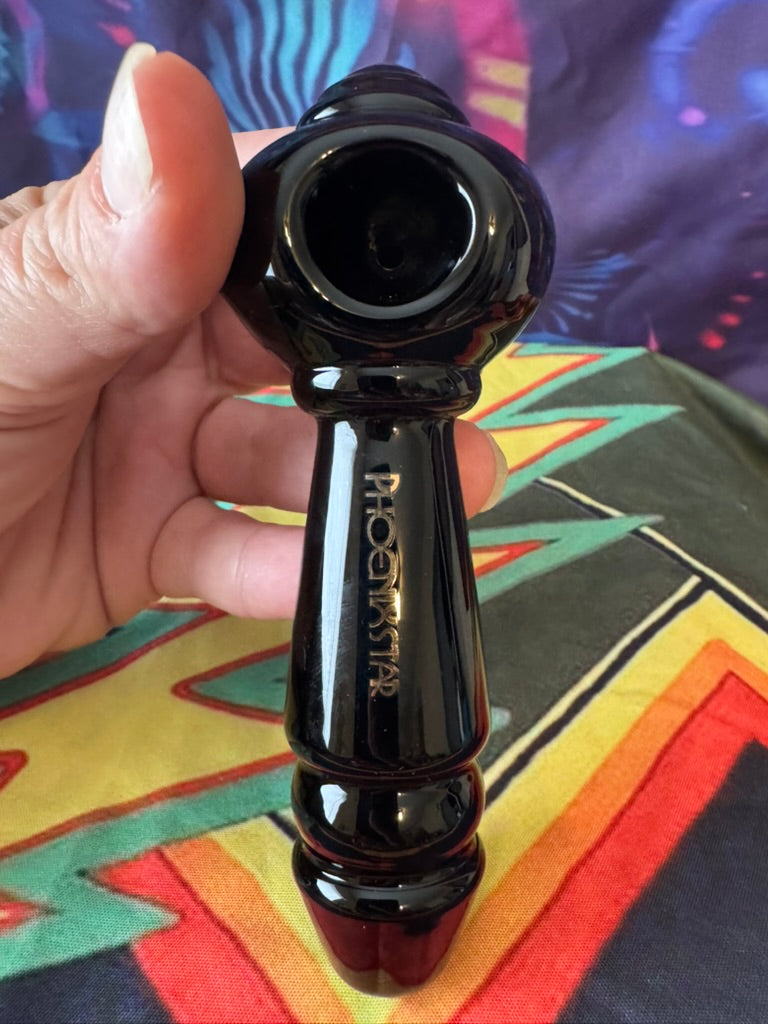 Phoenix Star Black Glass Hand Pipe - Premium Spoon Pipe